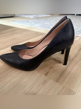 27 EDIT Black Pointed Toe Leather High Heels